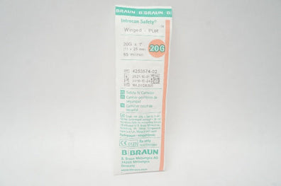 Braun 4253574-02 Introcan Safety IV Cath. Winged-PUR 20G x 1 inch, 65ml/min (x)